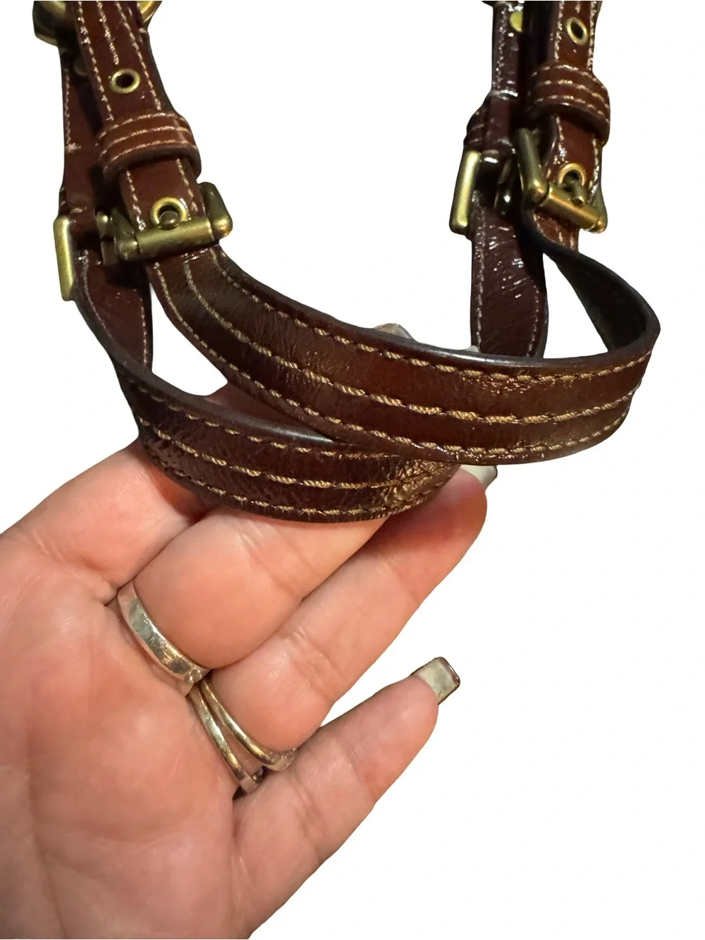 Coach Maroon Leather Tote with Brass Rings